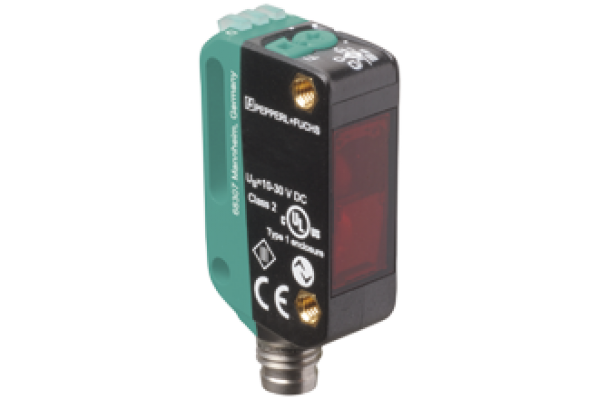 Sensor Retrorrefletivo Pepperl-Fuchs OBG5000-R100-2EP-IO-V31 com filtro de polarização para detecção de objetos